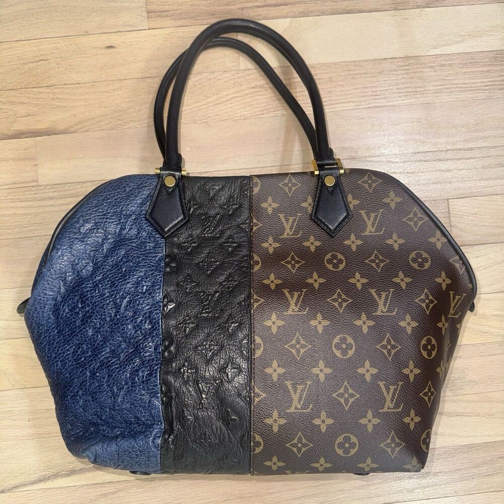 Louis Vuitton Marine Monogram Tri Color Leather Canvas Ltd Edition Blocks Tote - Picture 2 of 16